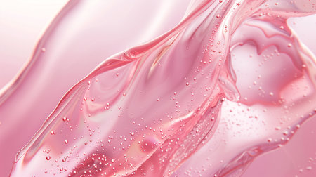 An abstract composition featuring a mesmerizing blend of pink and gold hues with fluid dynamics, creating a visual representation of oil and water interactionの素材