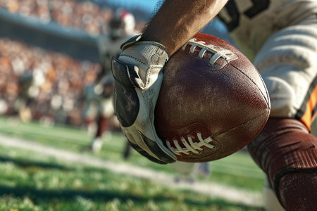 Touchdown Scoring, Player's Perspective and Goal Line Triumph.Created with Generative AI technology.の素材
