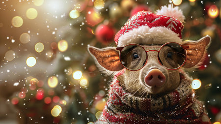 Animal dressed in festive attire, Creative and whimsical,の素材