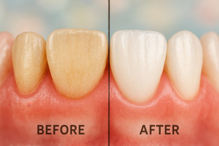 A teeth veneer comparison shows before and after dental treatment with bright veneer applied for whiter smile enhancing oral appearance and confidenceの素材