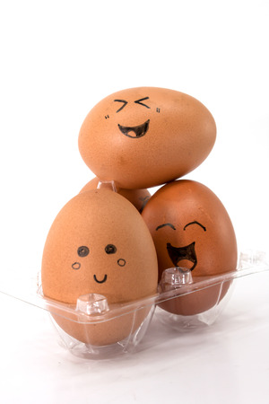 funny eggs with face feeling.の写真素材