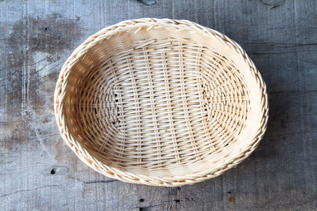 bamboo basket on the wooden tableの写真素材