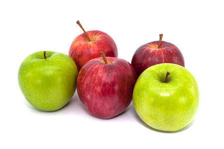Green and red applesの写真素材