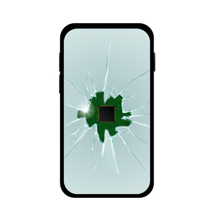 Realistic Broken Screen Simple Phone. EPS10 Vectorのイラスト素材
