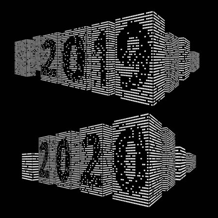 Dark Simple City 2020 And 2019 Year Illustration.のイラスト素材