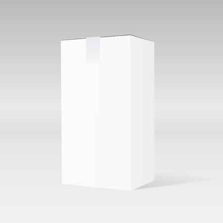 Realistic 3D White Cardboard Taped Box.のイラスト素材
