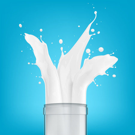 Realistic Milk Splash From Bottle.のイラスト素材