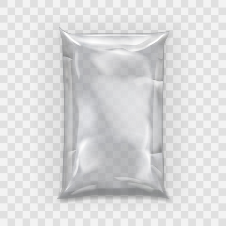 Realistic Pillow Package For Food. Polyethylene Packing. Template For Branding.のイラスト素材