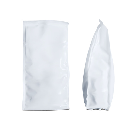 Realistic Foil Paper Folded Package For Coffee, Sugar, Pepper, Spices, Flour. EPS10 Vectorのイラスト素材