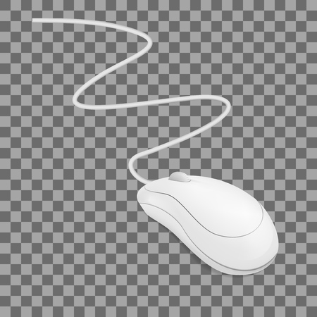 Abstract Simple White Computer Mouse isolated on checkered background.のイラスト素材