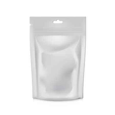 Blank Foil Food Or Drink Bag Packaging. Plastic Pouch Coffee Or Tea Bag. EPS10 Vectorのイラスト素材