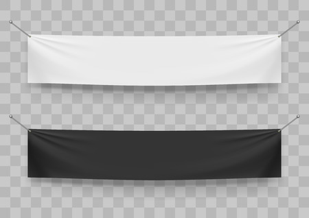 Black And White Folded Textile Banners Template. EPS10 Vectorのイラスト素材