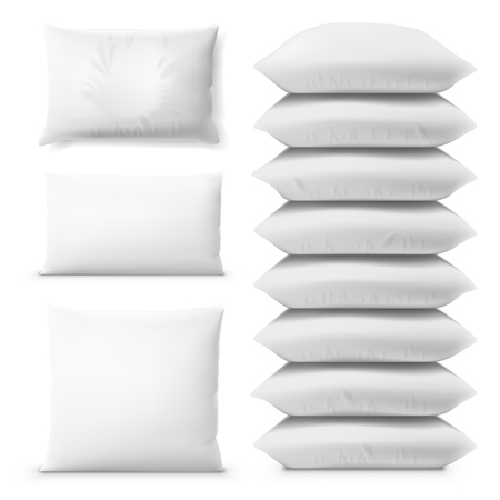Various White Pillows On White Background Set. EPS10 Vectorのイラスト素材