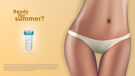 3D Realistic Woman Depilation Hair Removal. Ready For Summer Advertising Template. EPS10 Vectorのイラスト素材