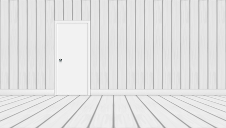 3D Minimalistic Wood Room With White Door. EPS10 Vectorのイラスト素材