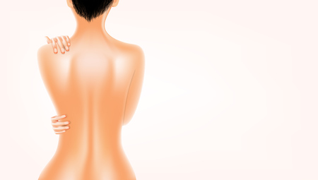 Naked Back Of Beautiful Oiled Womanのイラスト素材
