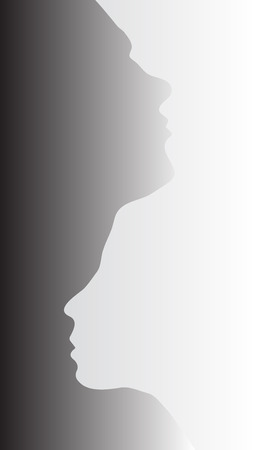 Two Abstract One Line Silhouettes Of Peopleのイラスト素材