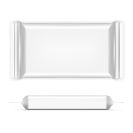 Big Rectangular Flow Pack With Shadows. Front And Side View.のイラスト素材