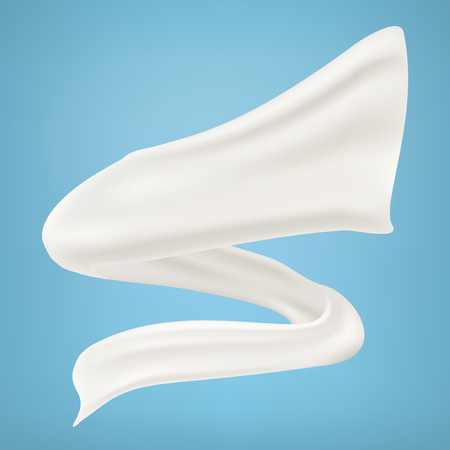 Twisted Milk Splash Spiral Isolated On Blue Background.のイラスト素材