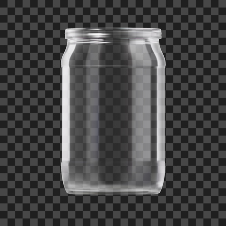 Realistic Empty Glass Jar Isolated On Dark Background.のイラスト素材