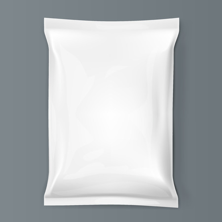 Realistic Simple Foil Food White Package Mockup.のイラスト素材