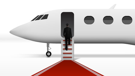 Businessman Boarding In Executive Airliner Corporate Jet. EPS10 Vectorのイラスト素材