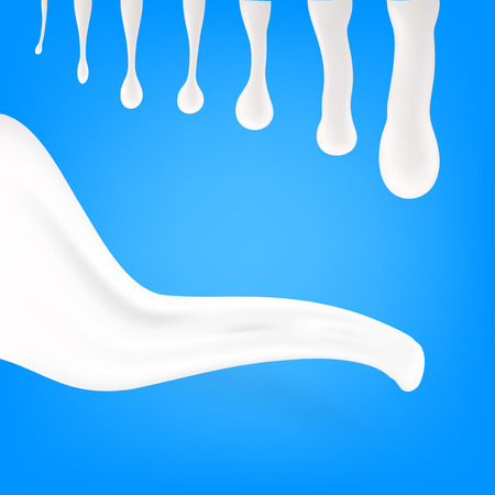 Realistic 3d Milk Flow Splash On Blue. EPS10 Vectorのイラスト素材