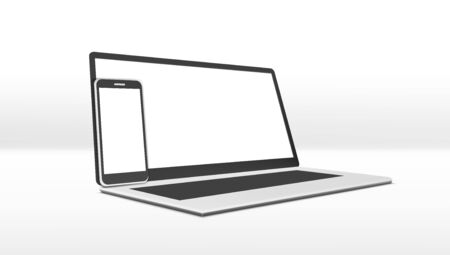 Simple Clear Laptop And Smartphone With White Displayのイラスト素材