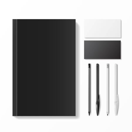 Realistic Office Branding Template. Pen, Pencil, Business Card, Notebookのイラスト素材