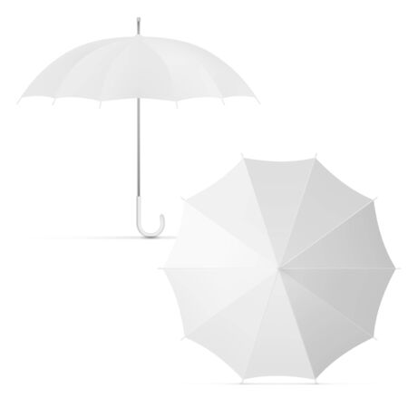 Realistic Blank White Umbrella Set For Branding. EPS10 Vectorのイラスト素材