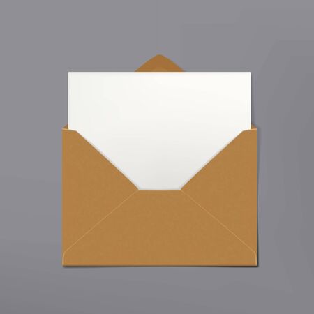 Blank Postcard Craft Paper Envelope With White Sheet. EPS10 Vectorのイラスト素材