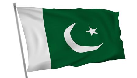 Waving In The Wind Flag Of Pakistan On Pole. EPS10 Vectorのイラスト素材