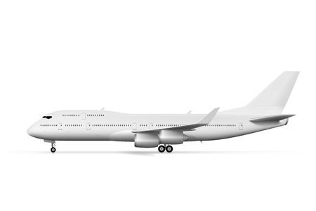 Blank Big White Airplane Or Airliner Side View. EPS10 Vectorのイラスト素材