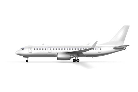 Blank Glossy White Airplane Or Airliner Side View. EPS10 Vectorのイラスト素材