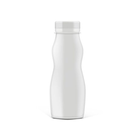 White Glossy Plastic Milk Or Yogurt Bottle With Cap. EPS10 Vectorのイラスト素材
