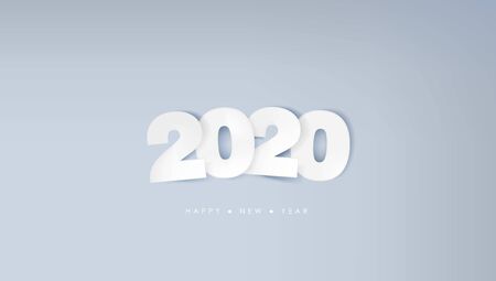 Paper 2020 Text And Happy New Year Greeting Template. EPS10 Vectorのイラスト素材