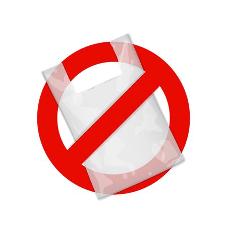 Prohibition Sign Symbol Logo. Reduced Plastic Packのイラスト素材