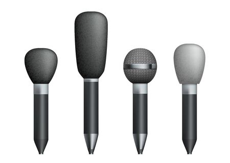 Different Tv Or Radio Microphones On Whiteのイラスト素材