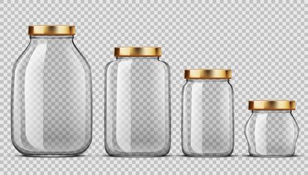 Clear Glass Jars For Canning And Preserving Set. EPS10 Vectorのイラスト素材