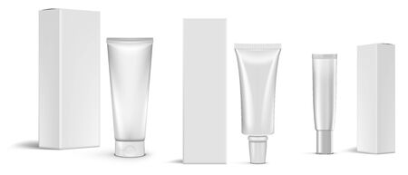 3D Cosmetic Products Tube Package With Boxesのイラスト素材