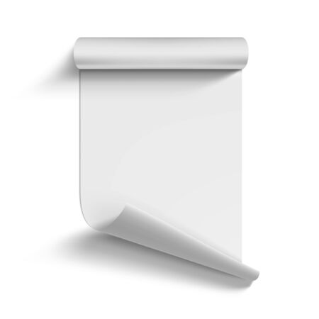 Roll Of Blank White Paper Curled On Cornerのイラスト素材