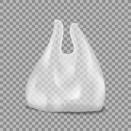 Blank White Plastic Shopping Bag With Shadowのイラスト素材