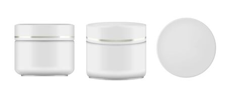 White Plastic Cosmetic Jar For Cream Or Gelのイラスト素材