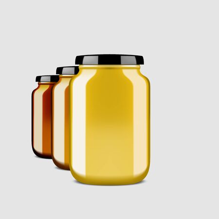3D Clear Glossy Honey Jar With Shadowのイラスト素材