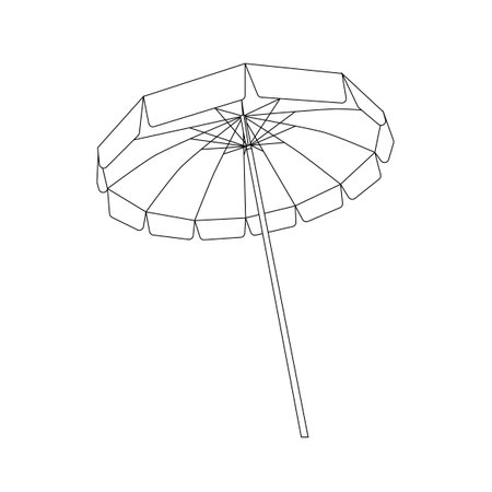 Black And White Open Beach Umbrella Outlineのイラスト素材