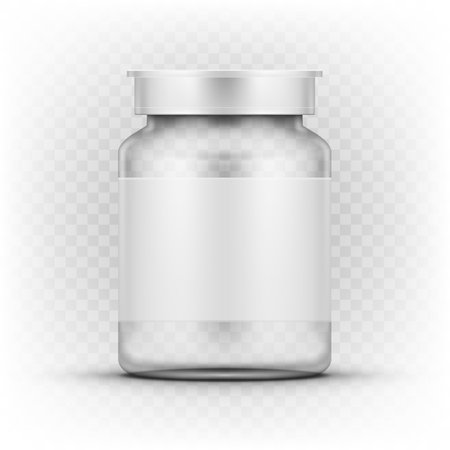 Clear Glass Medicine Drugs Bottle With Snap Lidのイラスト素材