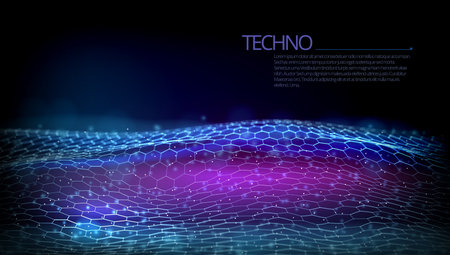 3D Futuristic Hexagon Technology Concept Dark Backのイラスト素材