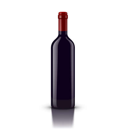 Glossy Red Wine Bottle Isolated On Whiteのイラスト素材