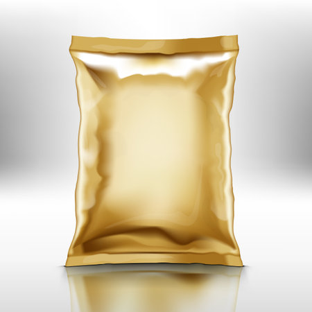 Blank Golden Foil Doy Pillow Pack With Shadowのイラスト素材