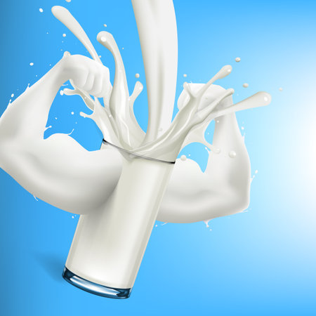 Splash Of Milk In Form Of Strong Arm Conceptのイラスト素材